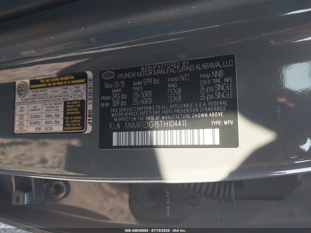 5NMP1DG15TH104411 2026 HYUNDAI SANTA FE HYBRID photo no. 9