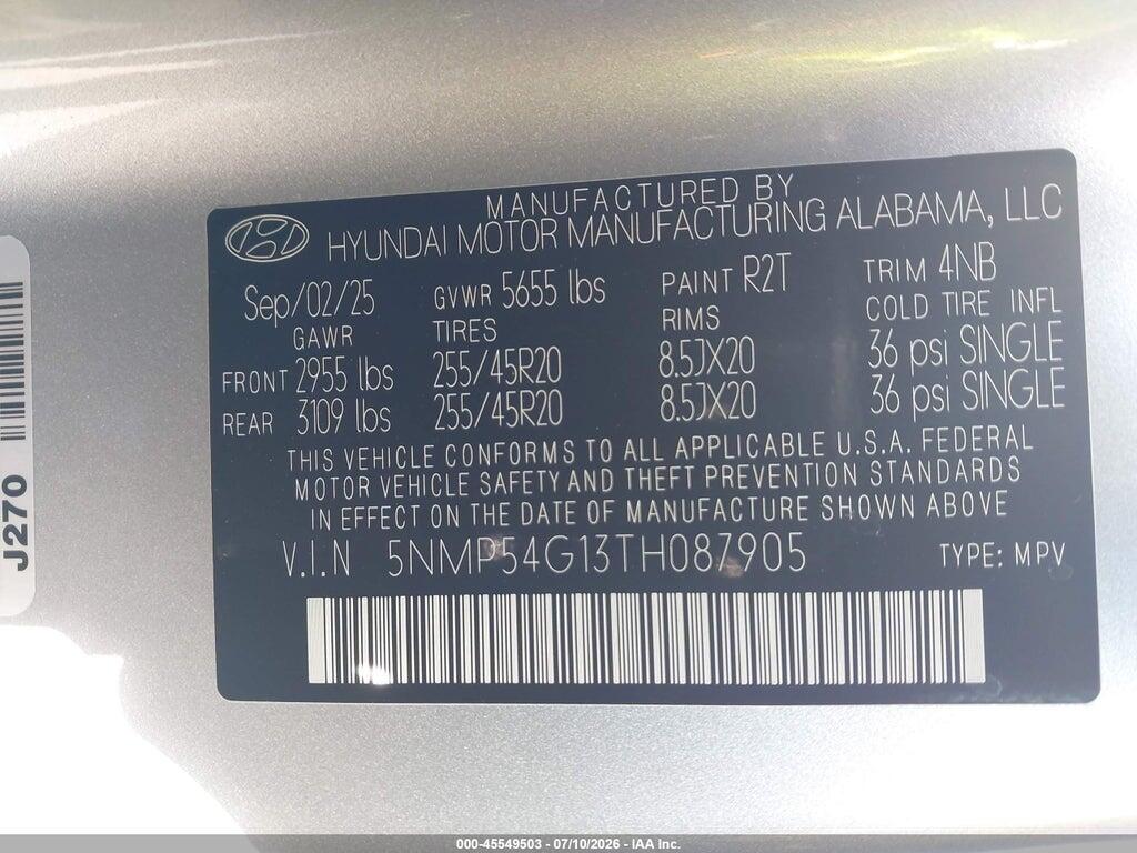 5NMP54G13TH087905 2026 HYUNDAI SANTA FE HYBRID photo no. 9