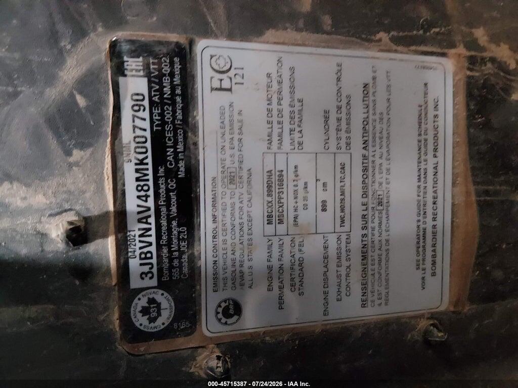 3JBVNAV48MK007790 2021 CAN-AM MAVERICK X3 MAX photo no. 10