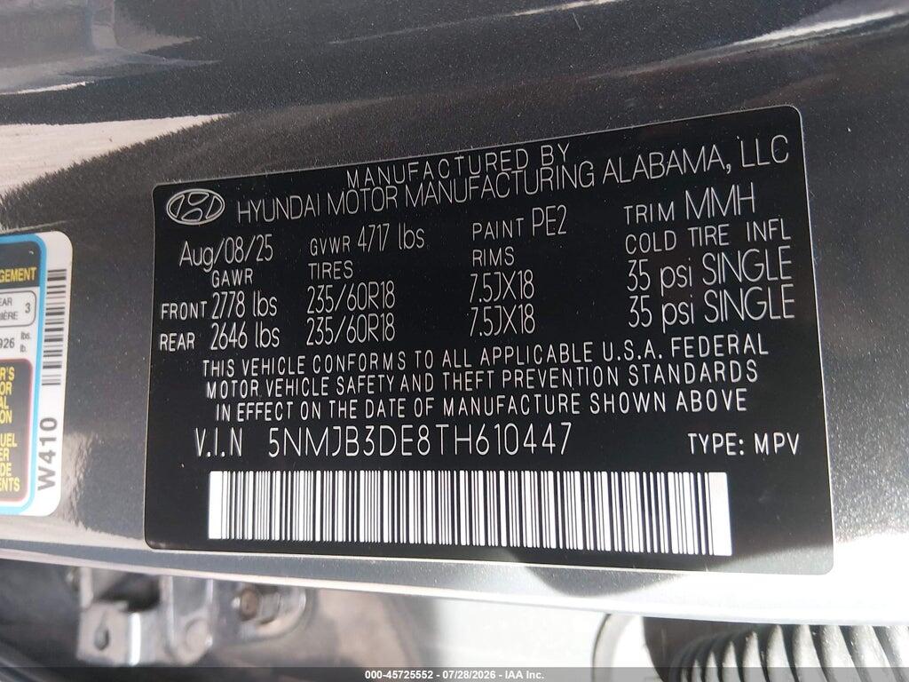 5NMJB3DE8TH610447 2026 HYUNDAI TUCSON photo no. 9