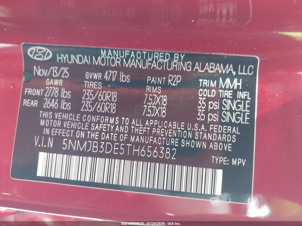 5NMJB3DE5TH656382 2026 HYUNDAI TUCSON photo no. 9