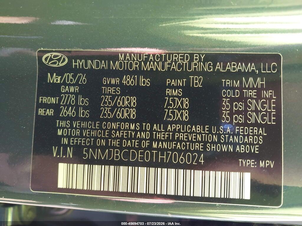 5NMJBCDE0TH706024 2026 HYUNDAI TUCSON photo no. 9