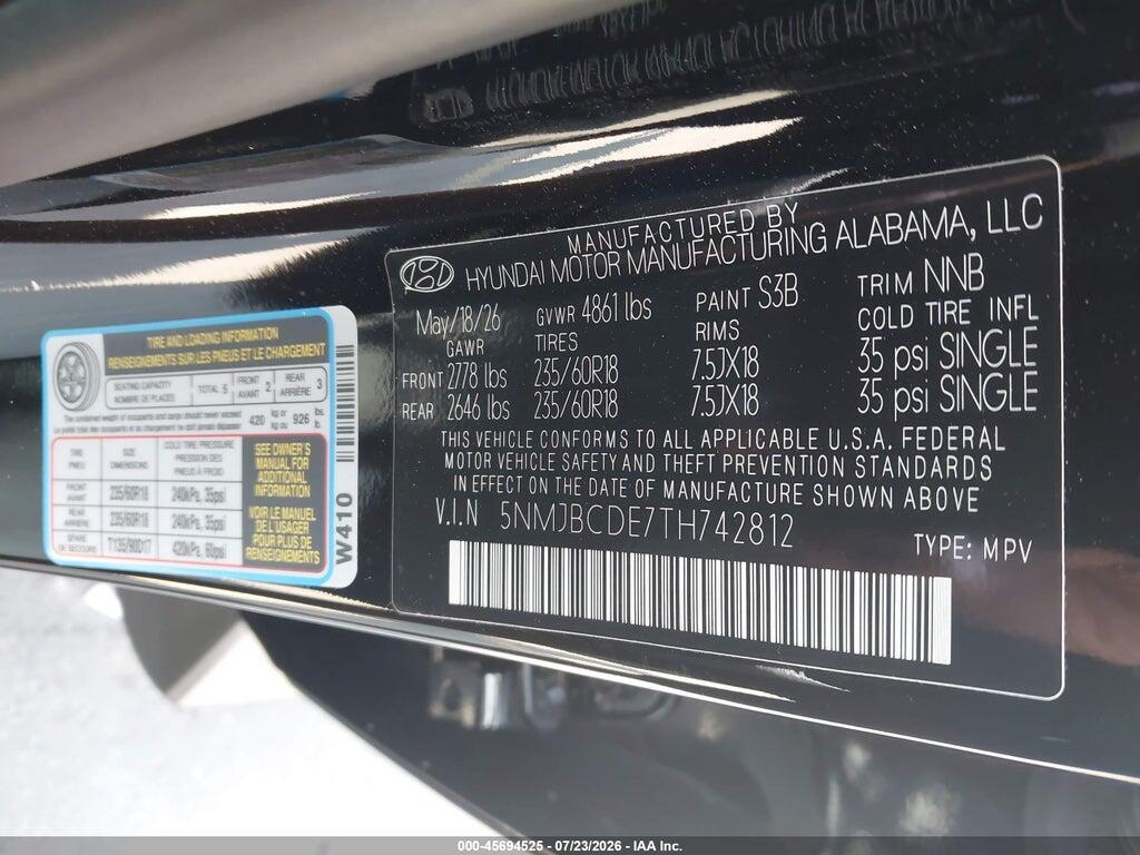 5NMJBCDE7TH742812 2026 HYUNDAI TUCSON photo no. 9