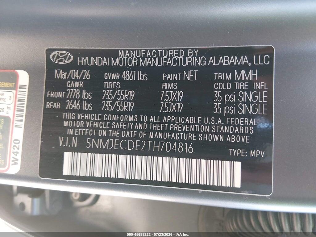 5NMJECDE2TH704816 2026 HYUNDAI TUCSON photo no. 9