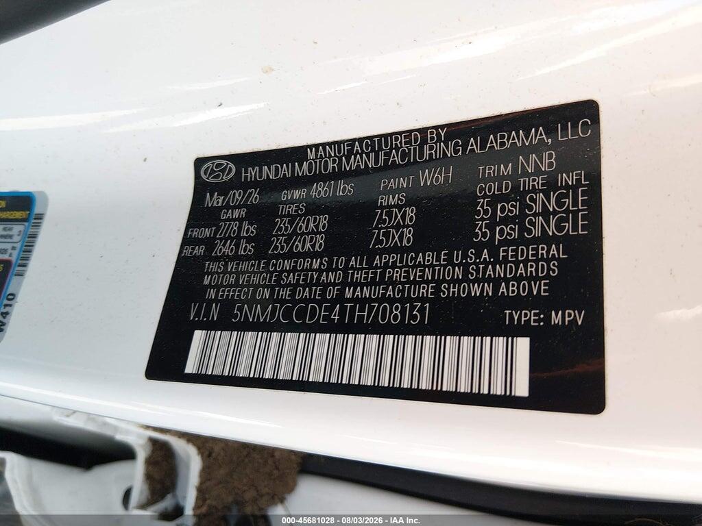 5NMJCCDE4TH708131 2026 HYUNDAI TUCSON photo no. 9