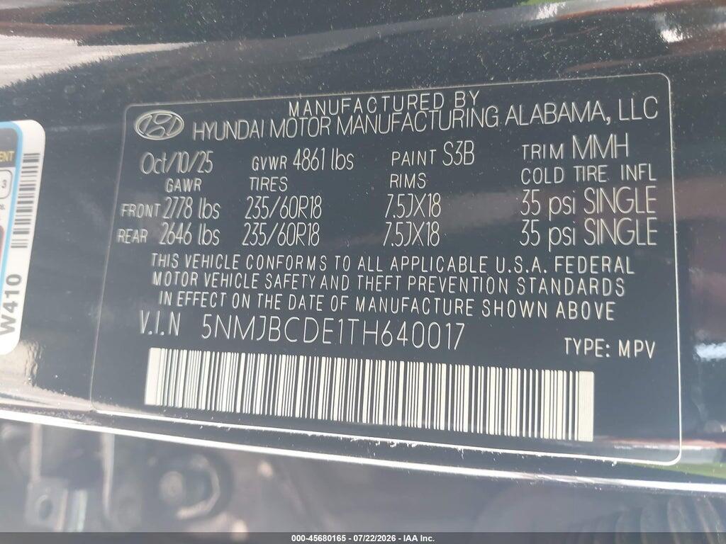 5NMJBCDE1TH640017 2026 HYUNDAI TUCSON photo no. 9