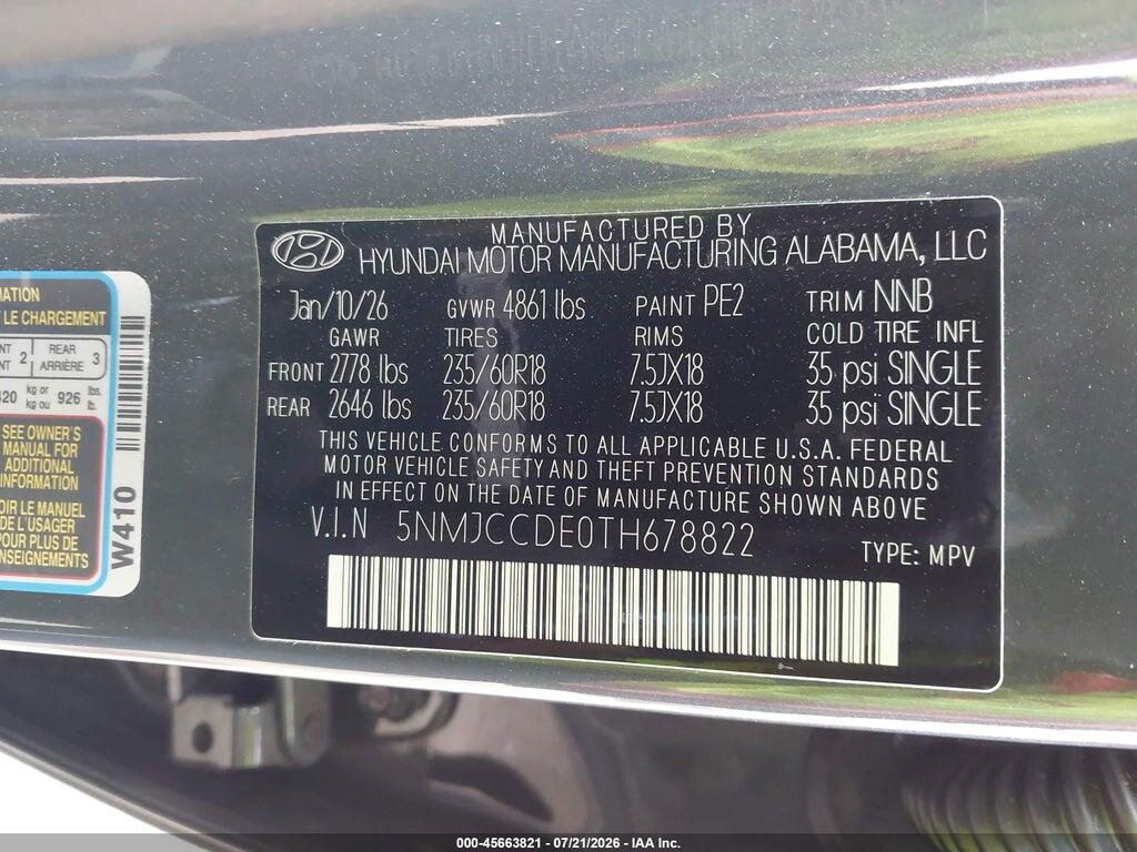 5NMJCCDE0TH678822 2026 HYUNDAI TUCSON photo no. 9