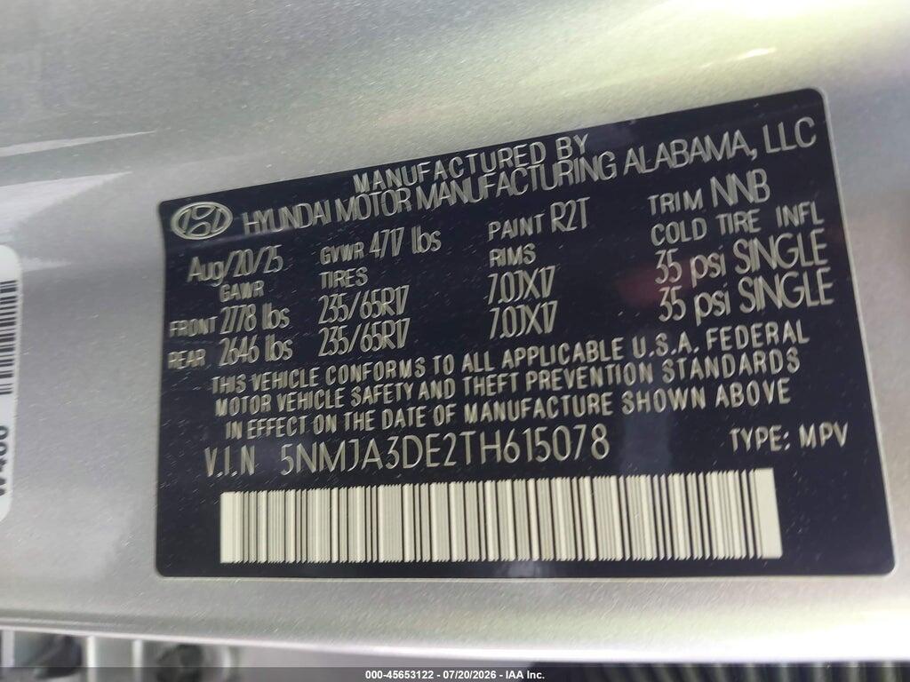 5NMJA3DE2TH615078 2026 HYUNDAI TUCSON photo no. 9