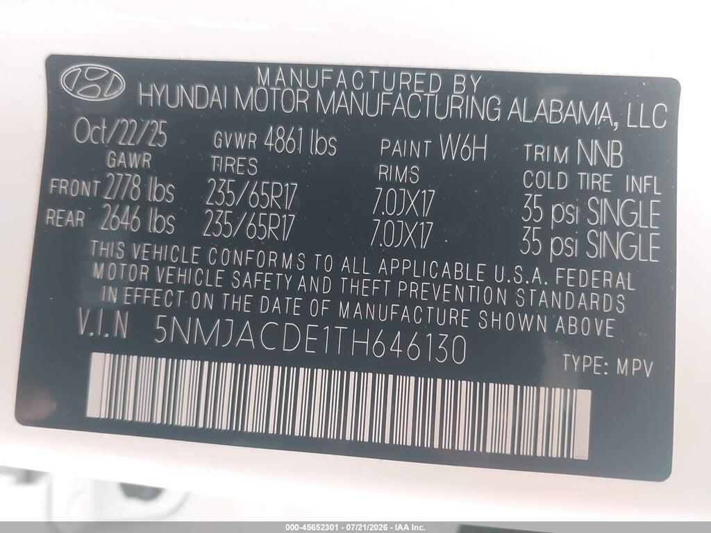 5NMJACDE1TH646130 2026 HYUNDAI TUCSON photo no. 9