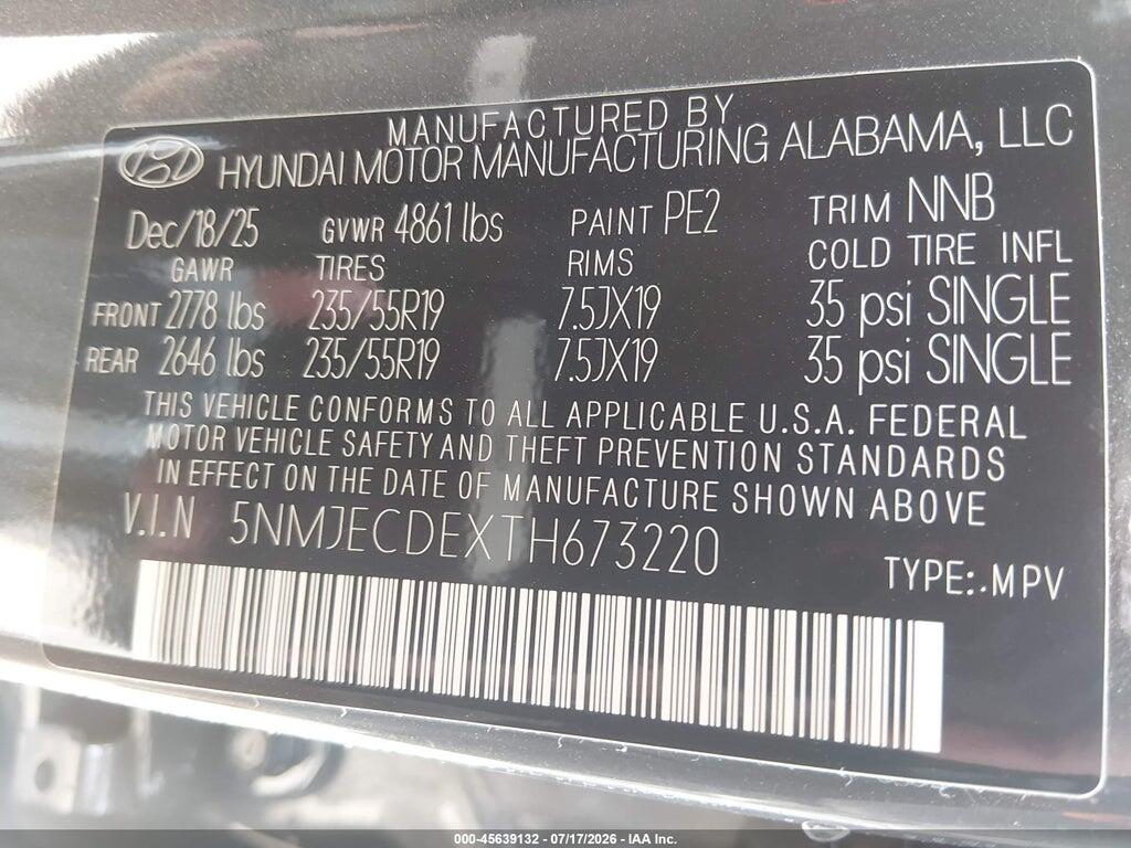 5NMJECDEXTH673220 2026 HYUNDAI TUCSON photo no. 9