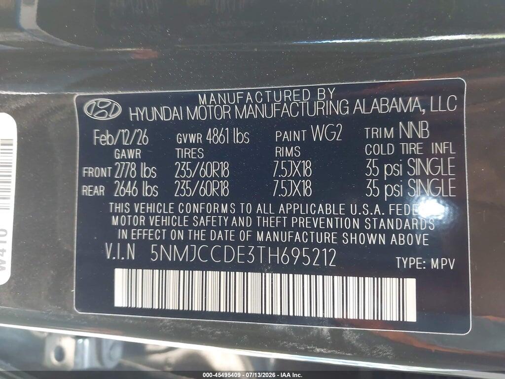 5NMJCCDE3TH695212 2026 HYUNDAI TUCSON photo no. 9