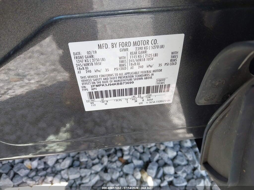 2FMPK3J94KBB73699 2019 FORD EDGE photo no. 9