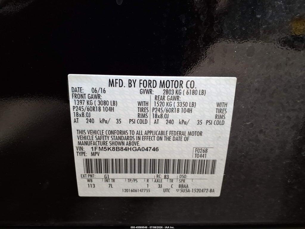1FM5K8B84HGA04746 2017 FORD EXPLORER photo no. 9