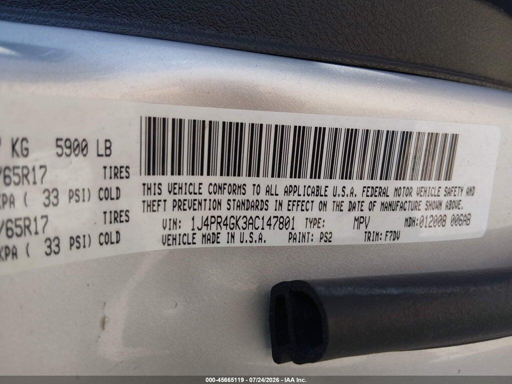 1J4PR4GK3AC147801 2010 JEEP GRAND CHEROKEE photo no. 9
