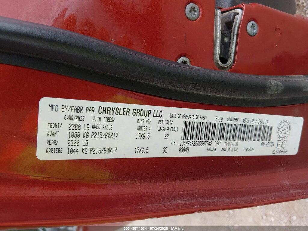 1J4NF4FB0AD597742 2010 JEEP COMPASS photo no. 9