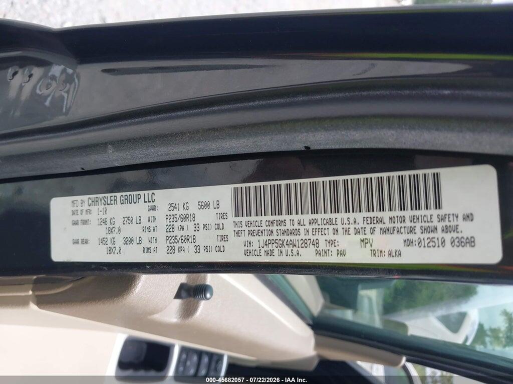1J4PP5GK4AW128748 2010 JEEP LIBERTY photo no. 9