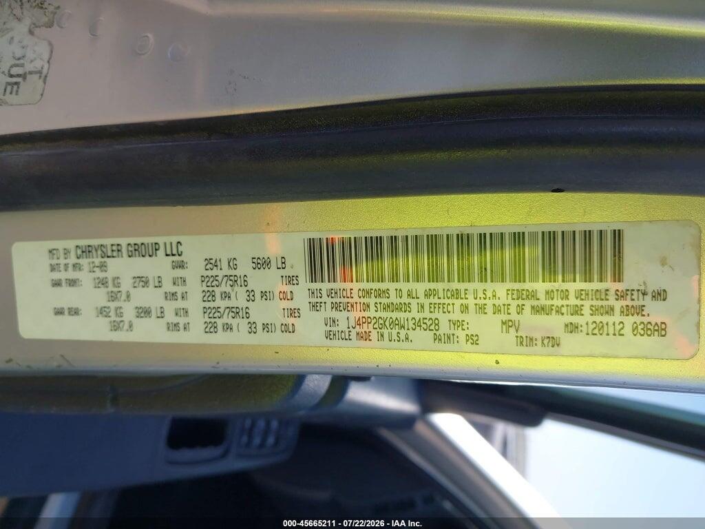 1J4PP2GK0AW134528 2010 JEEP LIBERTY photo no. 9