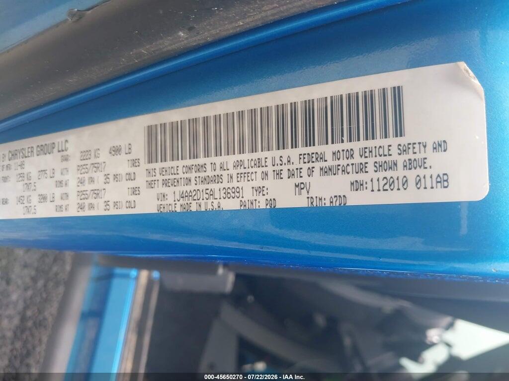1J4AA2D15AL136991 2010 JEEP WRANGLER photo no. 9