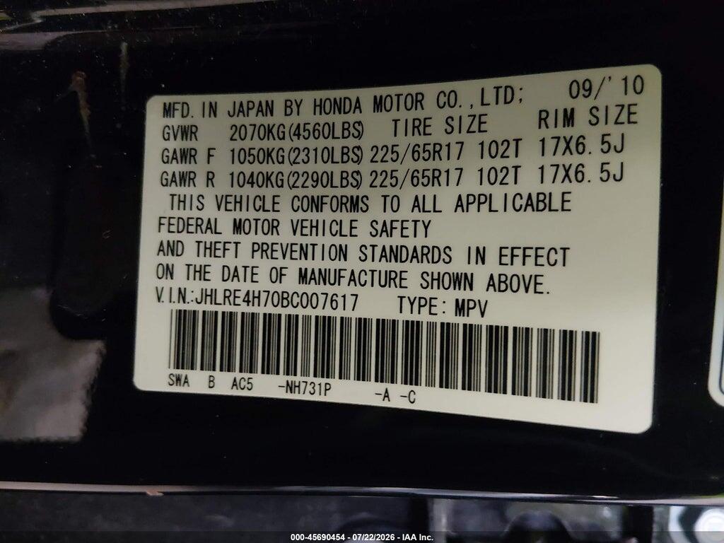 JHLRE4H70BC007617 2011 HONDA CR-V photo no. 9
