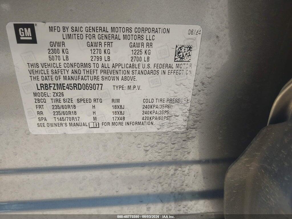 LRBFZME45RD069077 2024 BUICK ENVISION photo no. 9