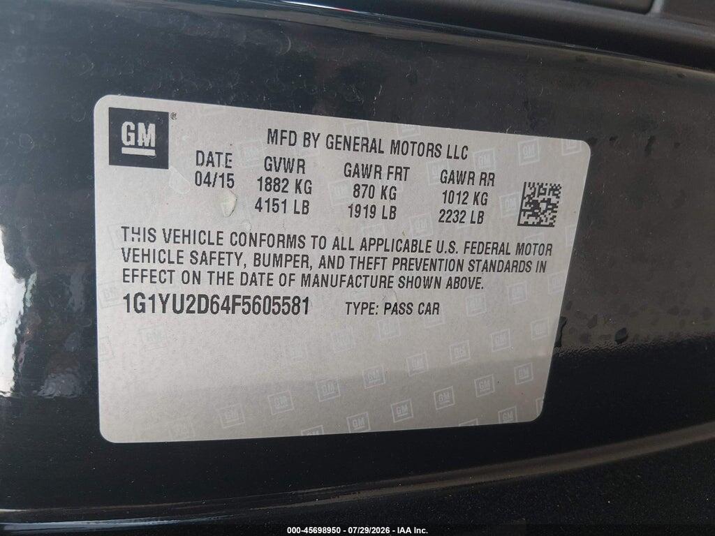 1G1YU2D64F5605581 2015 CHEVROLET CORVETTE photo no. 9