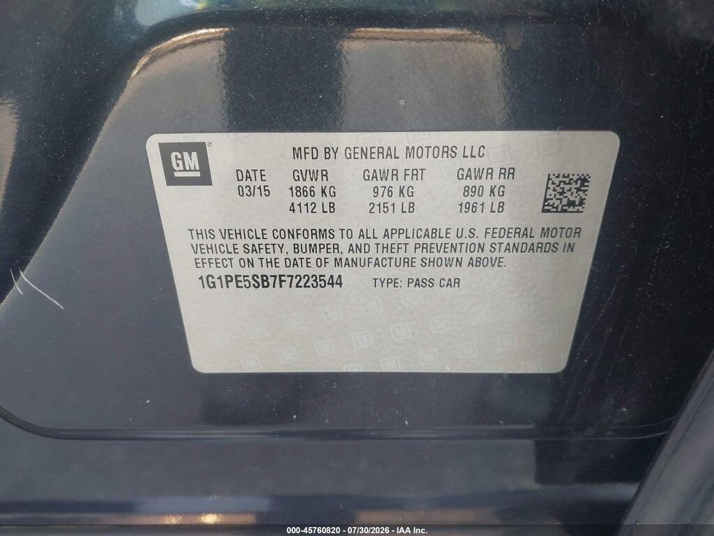 1G1PE5SB7F7223544 2015 CHEVROLET CRUZE photo no. 9
