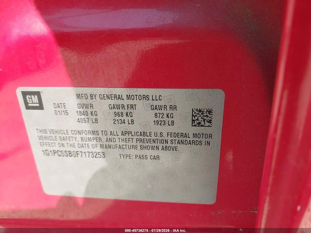 1G1PC5SB0F7173253 2015 CHEVROLET CRUZE photo no. 9