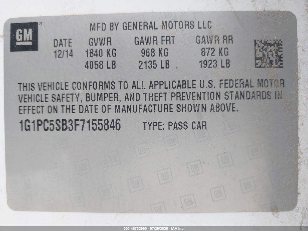 1G1PC5SB3F7155846 2015 CHEVROLET CRUZE photo no. 9