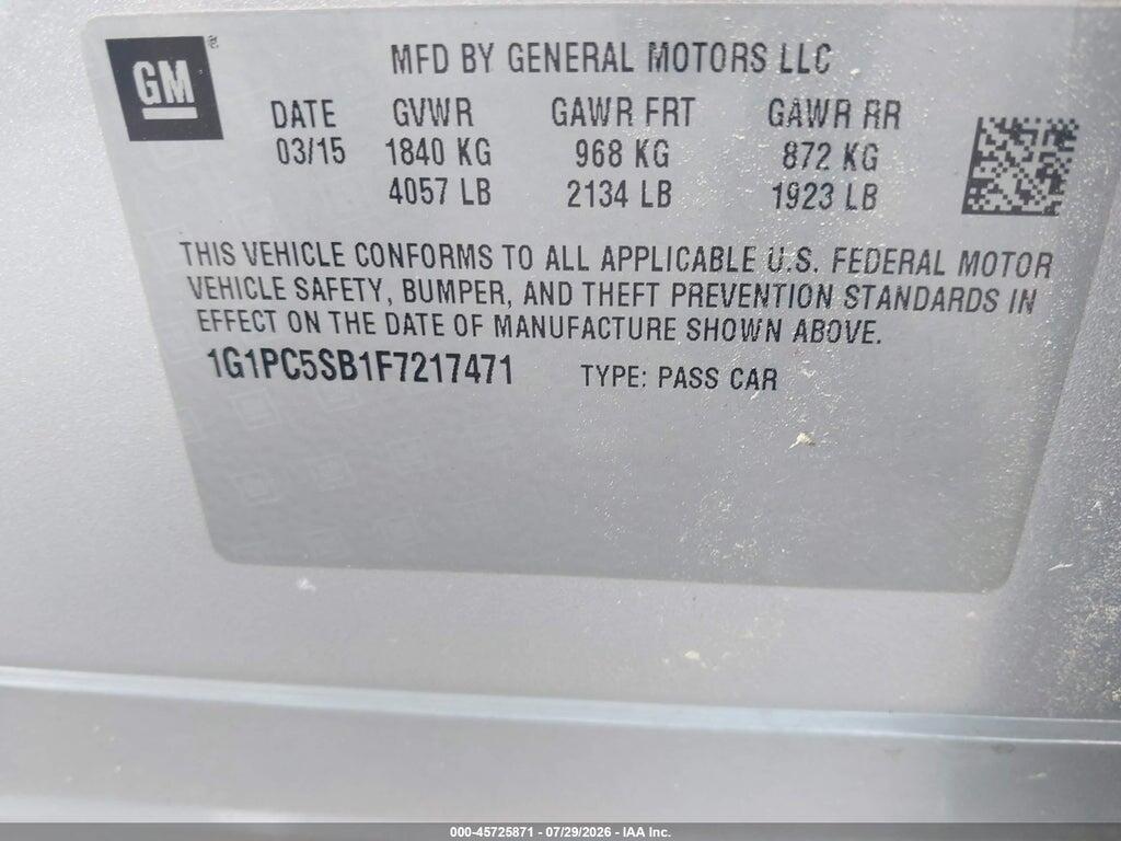 1G1PC5SB1F7217471 2015 CHEVROLET CRUZE photo no. 9