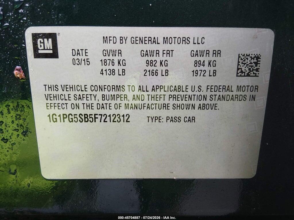 1G1PG5SB5F7212312 2015 CHEVROLET CRUZE photo no. 9