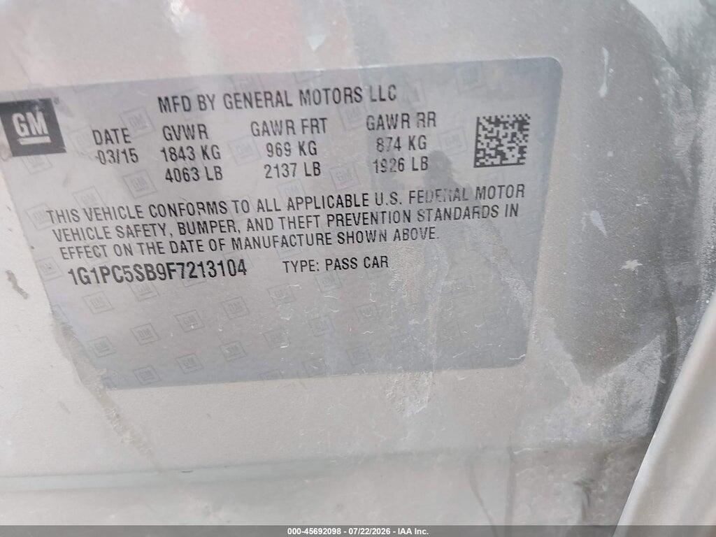1G1PC5SB9F7213104 2015 CHEVROLET CRUZE photo no. 9
