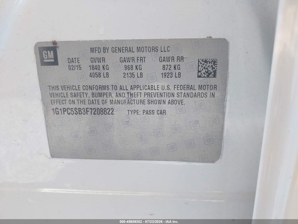 1G1PC5SB3F7208822 2015 CHEVROLET CRUZE photo no. 9
