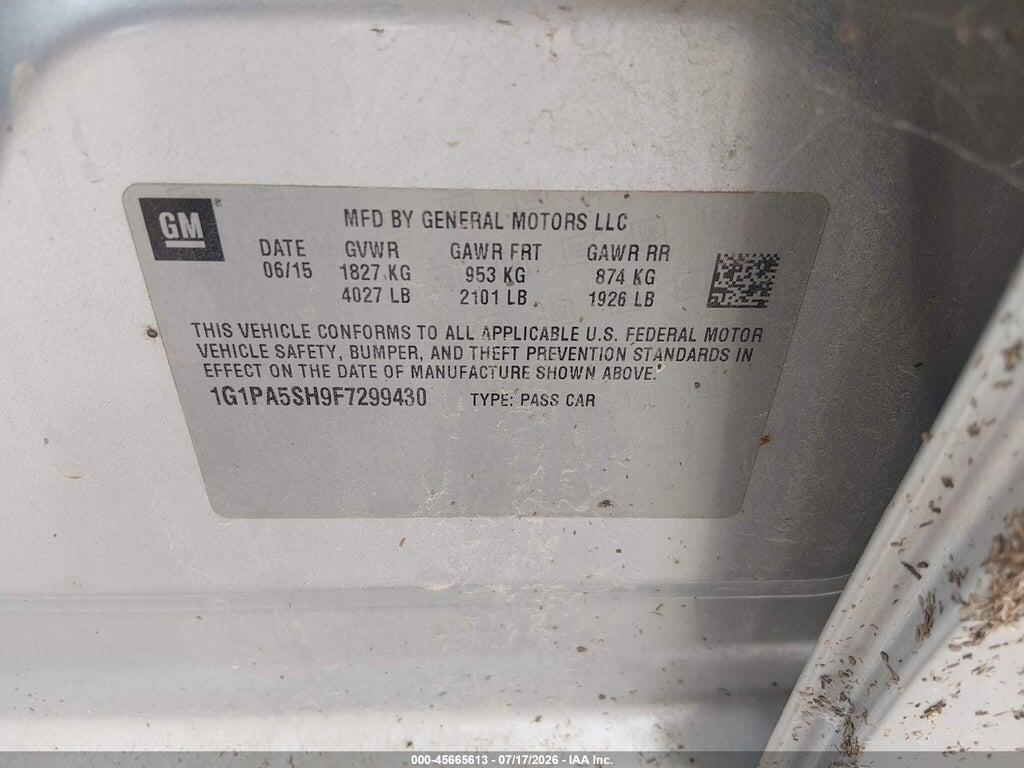 1G1PA5SH9F7299430 2015 CHEVROLET CRUZE photo no. 9
