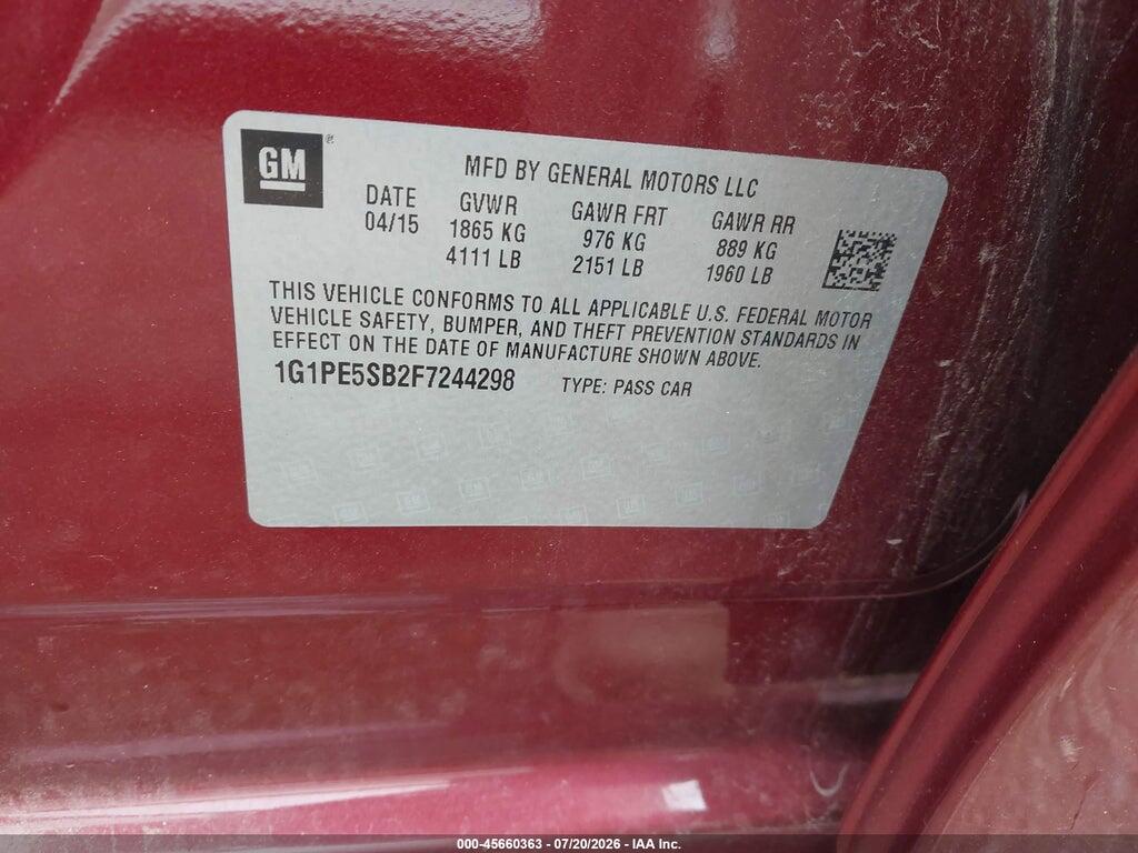 1G1PE5SB2F7244298 2015 CHEVROLET CRUZE photo no. 9