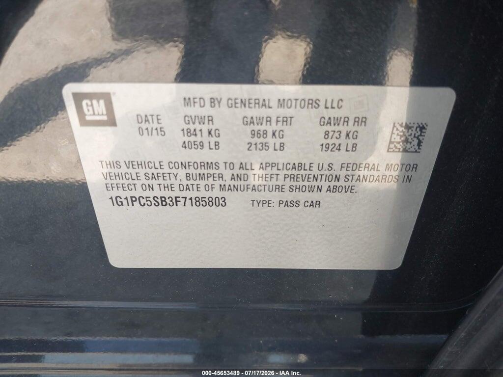 1G1PC5SB3F7185803 2015 CHEVROLET CRUZE photo no. 9