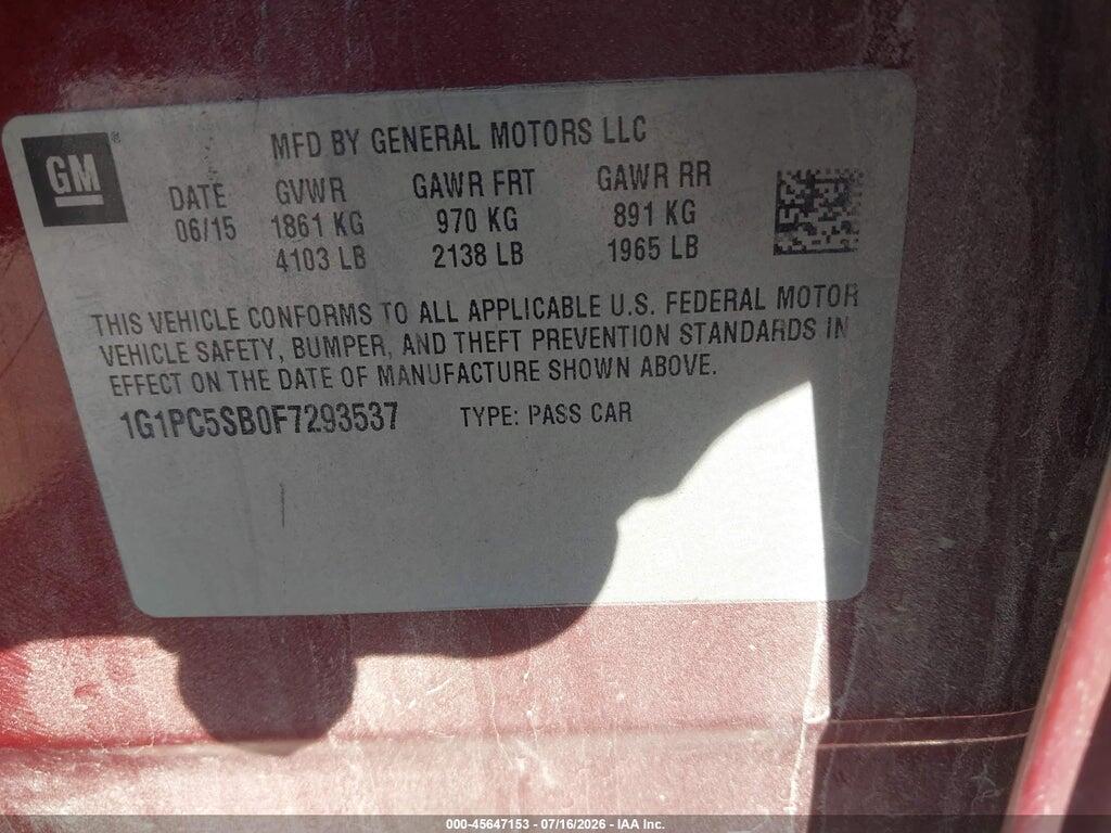 1G1PC5SB0F7293537 2015 CHEVROLET CRUZE photo no. 9