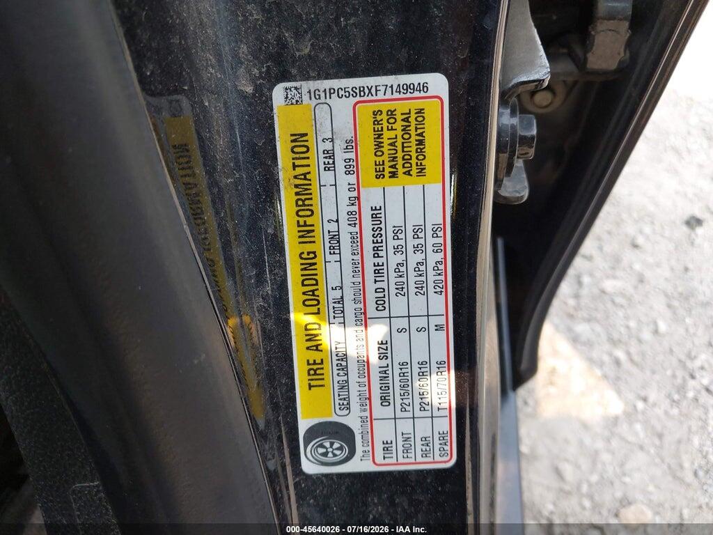 1G1PC5SBXF7149946 2015 CHEVROLET CRUZE photo no. 9