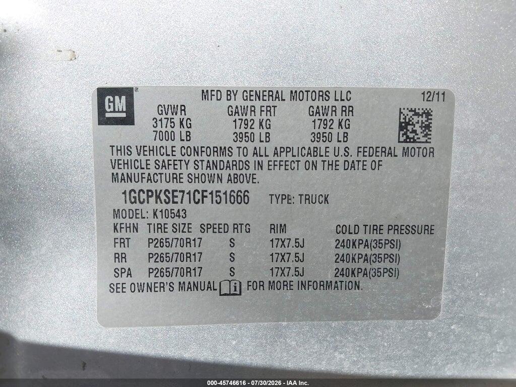 1GCPKSE71CF151666 2012 CHEVROLET SILVERADO 1500 photo no. 9