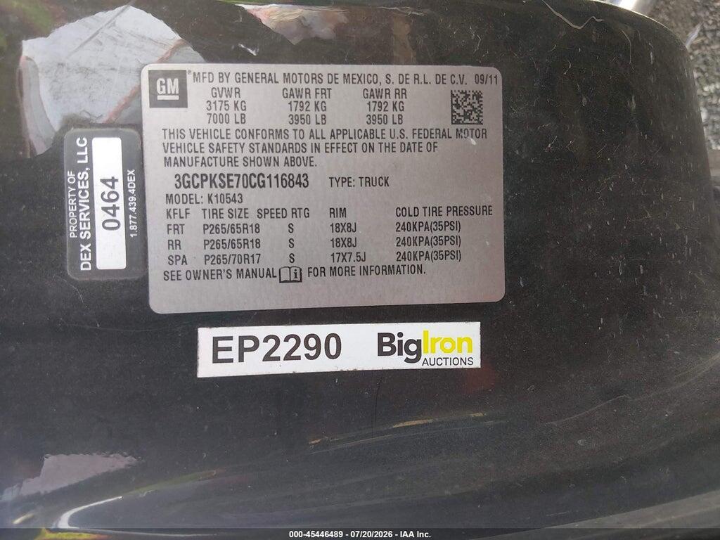 3GCPKSE70CG116843 2012 CHEVROLET SILVERADO 1500 photo no. 9