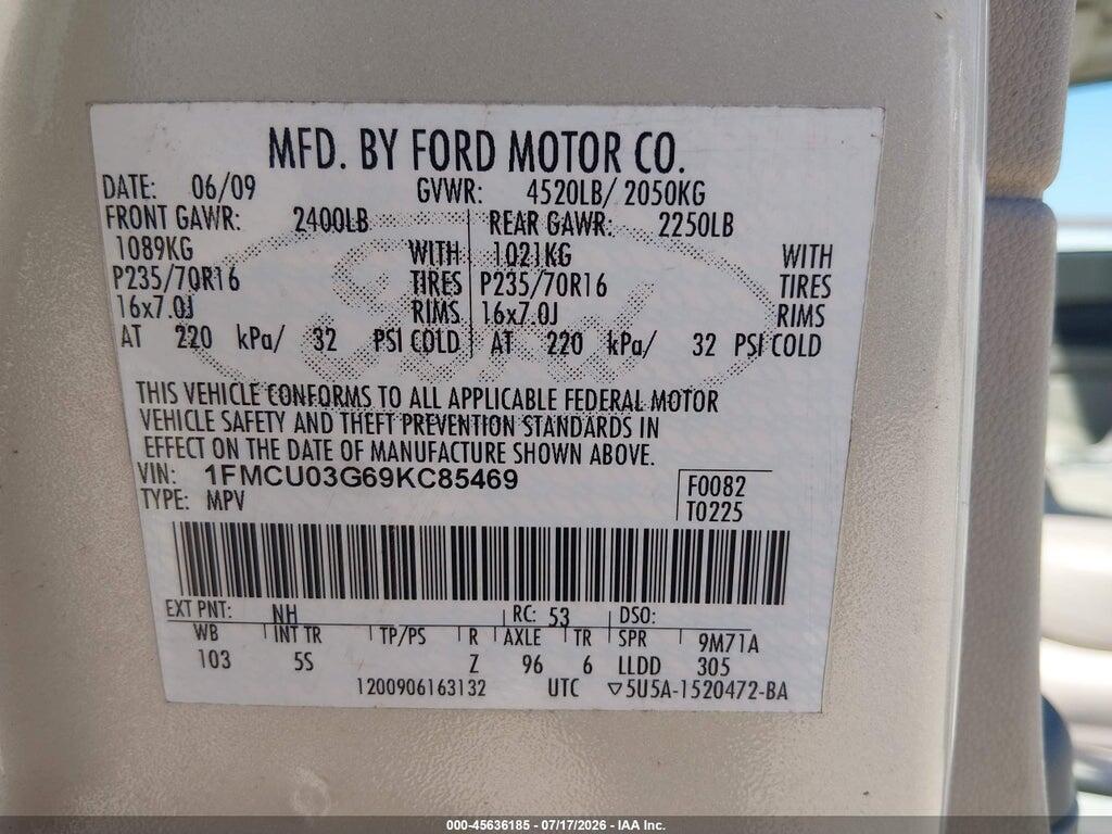 1FMCU03G69KC85469 2009 FORD ESCAPE photo no. 9