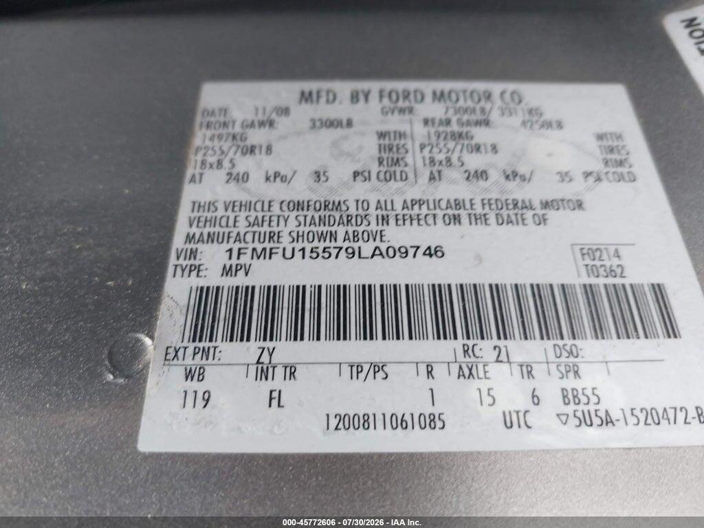 1FMFU15579LA09746 2009 FORD EXPEDITION photo no. 9