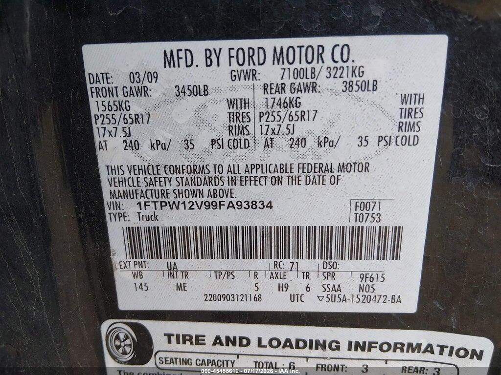 1FTPW12V99FA93834 2009 FORD F-150 photo no. 9