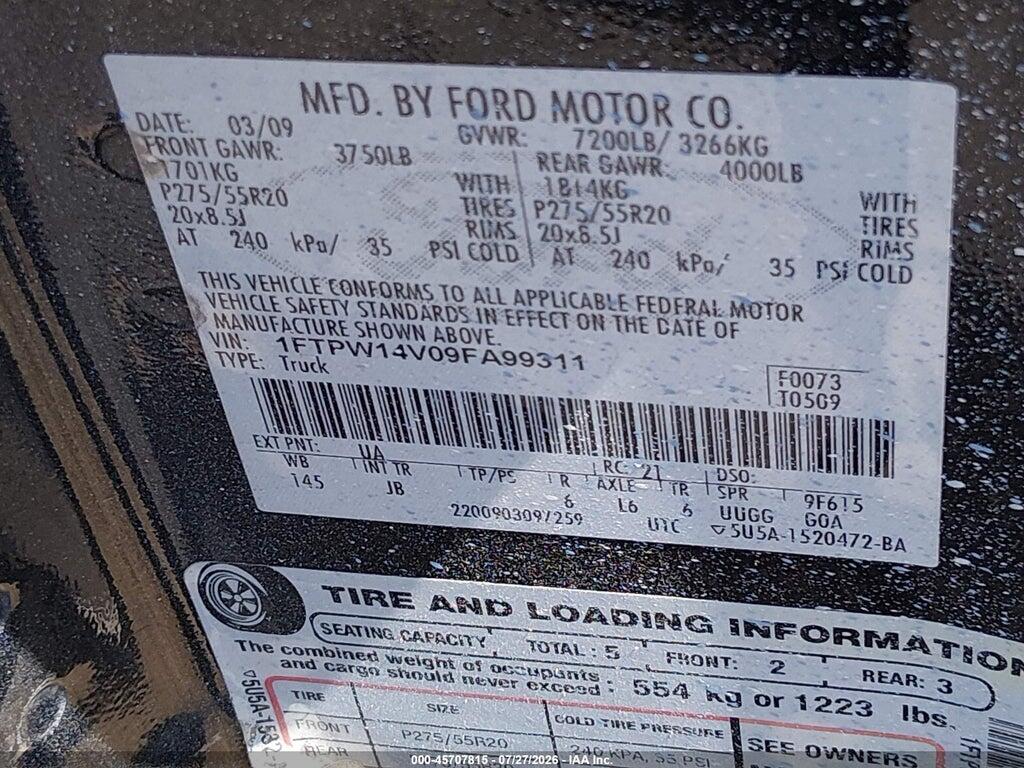 1FTPW14V09FA99311 2009 FORD F-150 photo no. 9