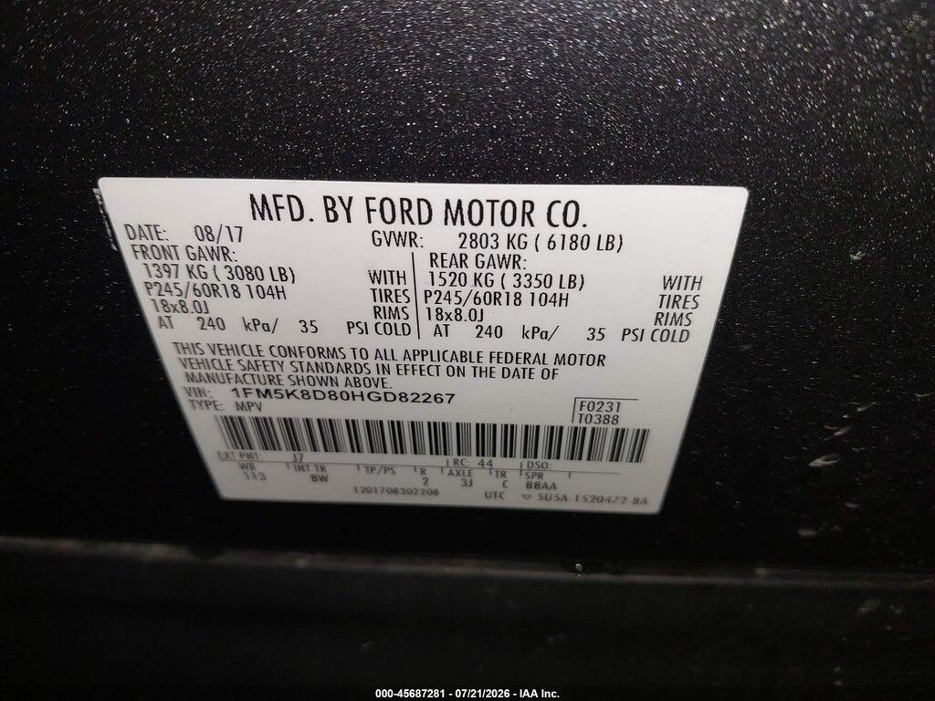 1FM5K8D80HGD82267 2017 FORD EXPLORER photo no. 9