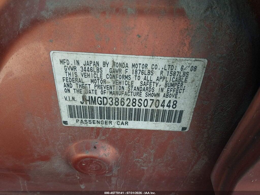 JHMGD38628S070448 2008 HONDA FIT photo no. 9