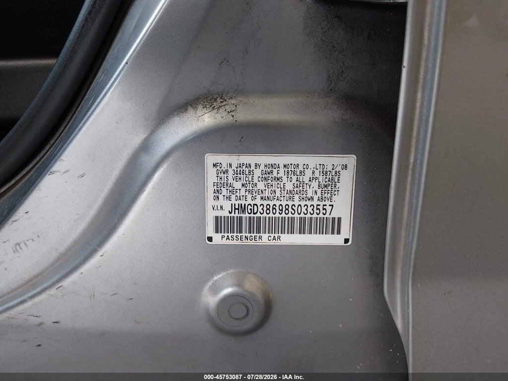 JHMGD38698S033557 2008 HONDA FIT photo no. 9