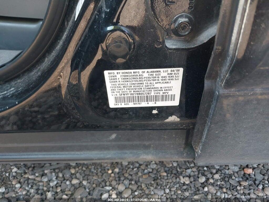 5FNYF18278B057287 2008 HONDA PILOT photo no. 9
