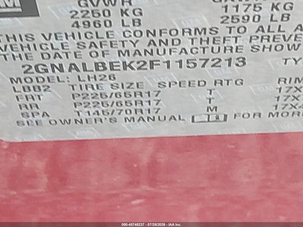2GNALBEK2F1157213 2015 CHEVROLET EQUINOX photo no. 9