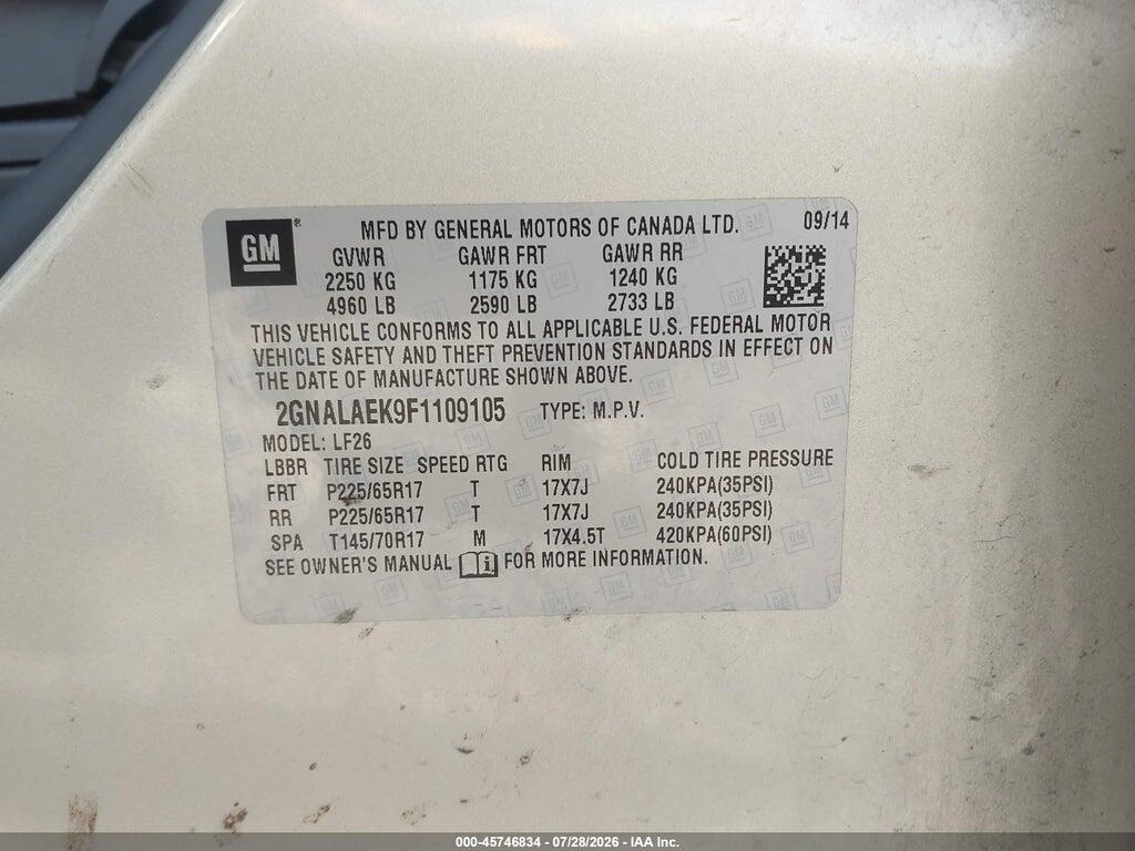 2GNALAEK9F1109105 2015 CHEVROLET EQUINOX photo no. 9