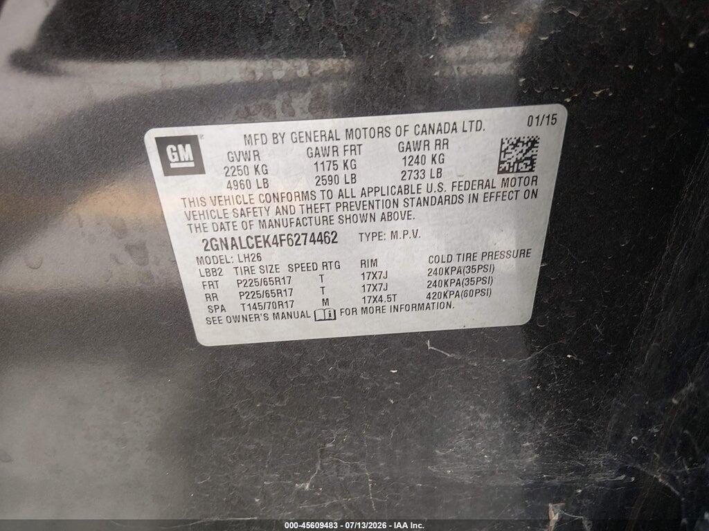 2GNALCEK4F6274462 2015 CHEVROLET EQUINOX photo no. 9